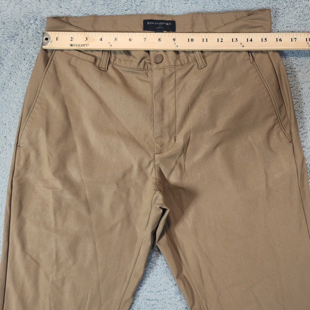 Banana Republic Performance Pants Mens 32x30 Beige Aiden Tech Ankle Snap Taper - Picture 9 of 12